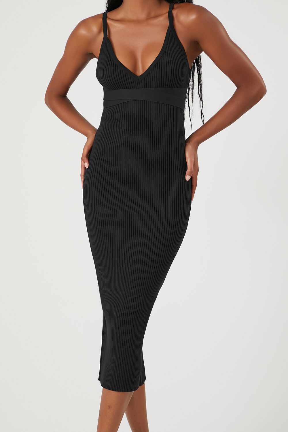 V-Neck Cami Midi Dress-Feelings Star