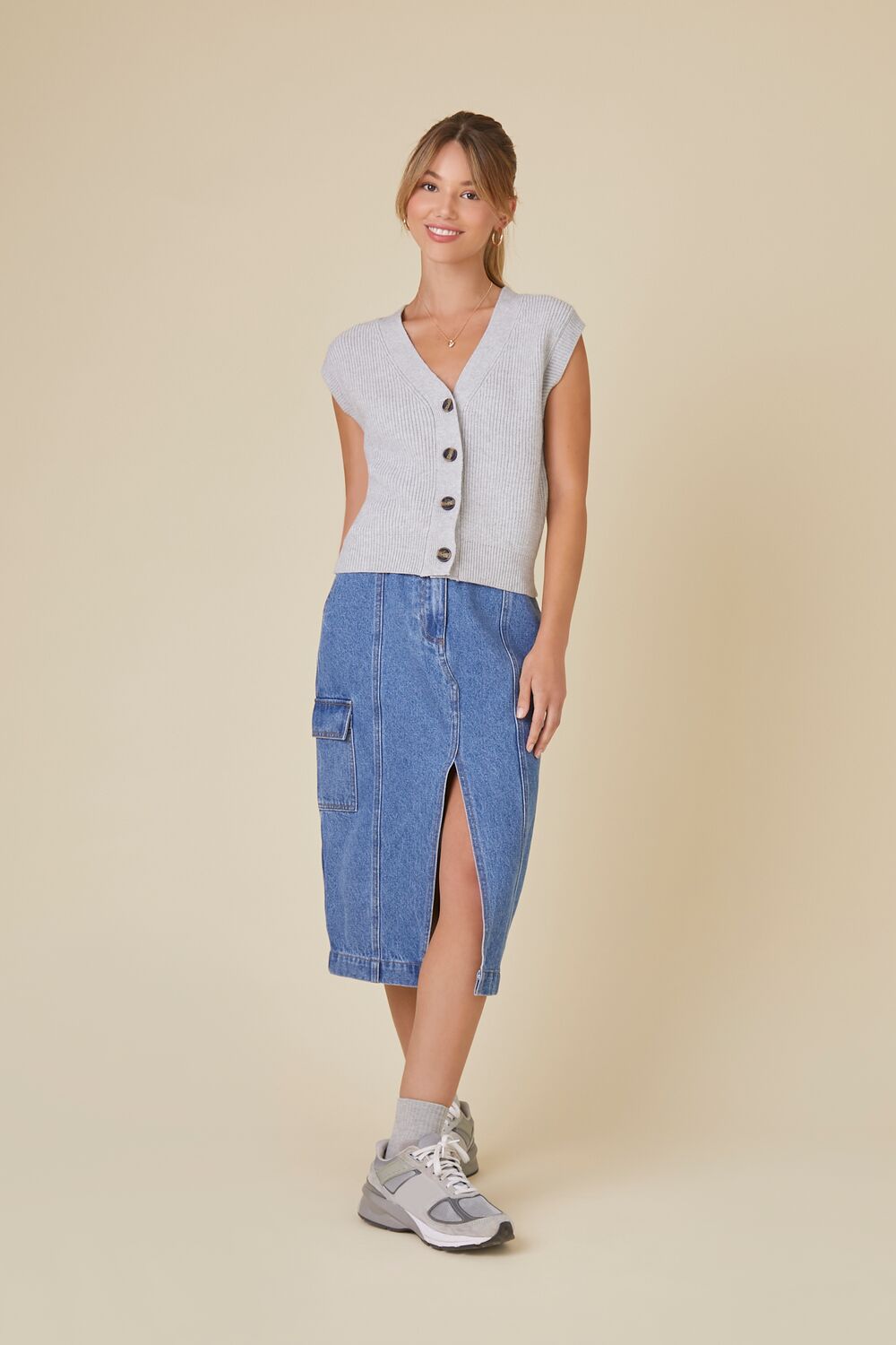 Tortoiseshell Button Sweater Vest-Feelings Star