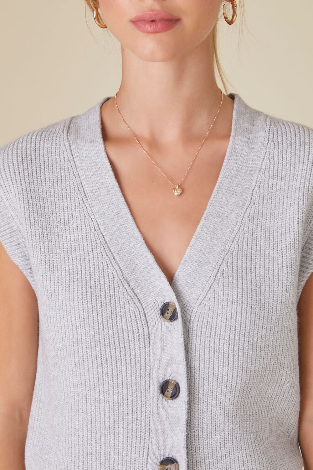 Tortoiseshell Button Sweater Vest-Feelings Star