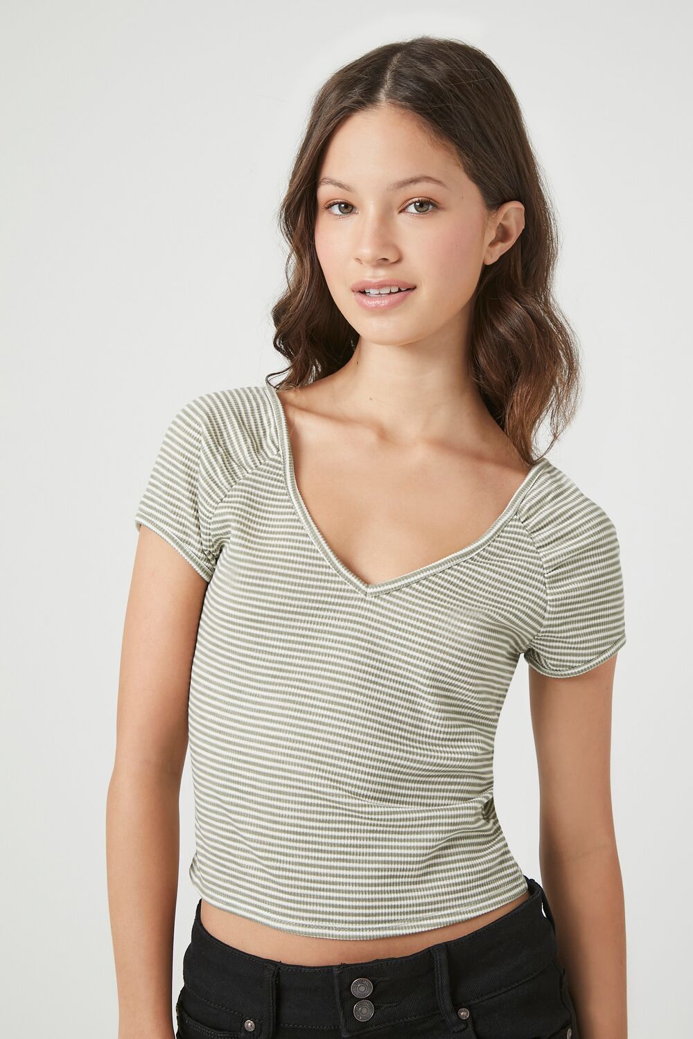 Striped Rib-Knit Tee-Feelings Star