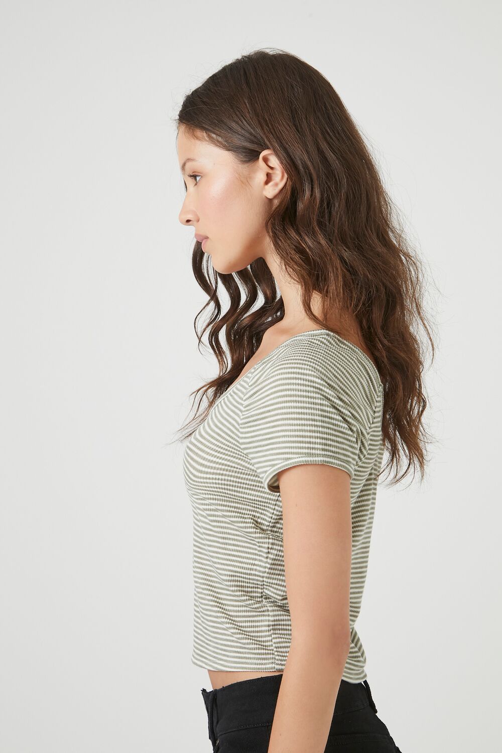 Striped Rib-Knit Tee-Feelings Star