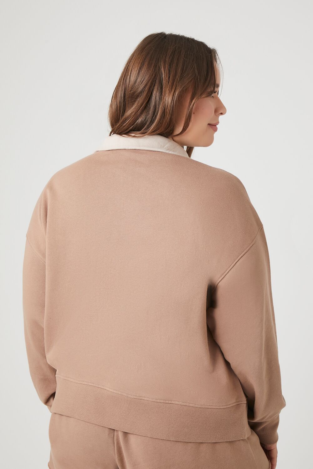 Plus Size Colorblock Half-Zip Pullover-Feelings Star