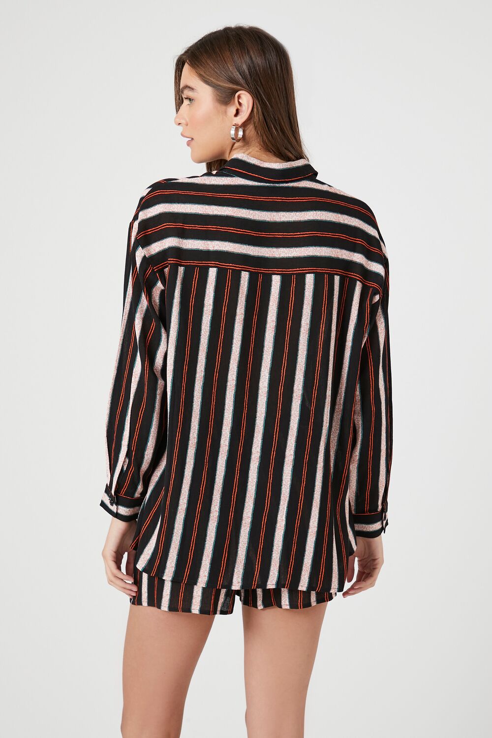 Striped Long-Sleeve Shirt & Shorts Set-Feelings Star