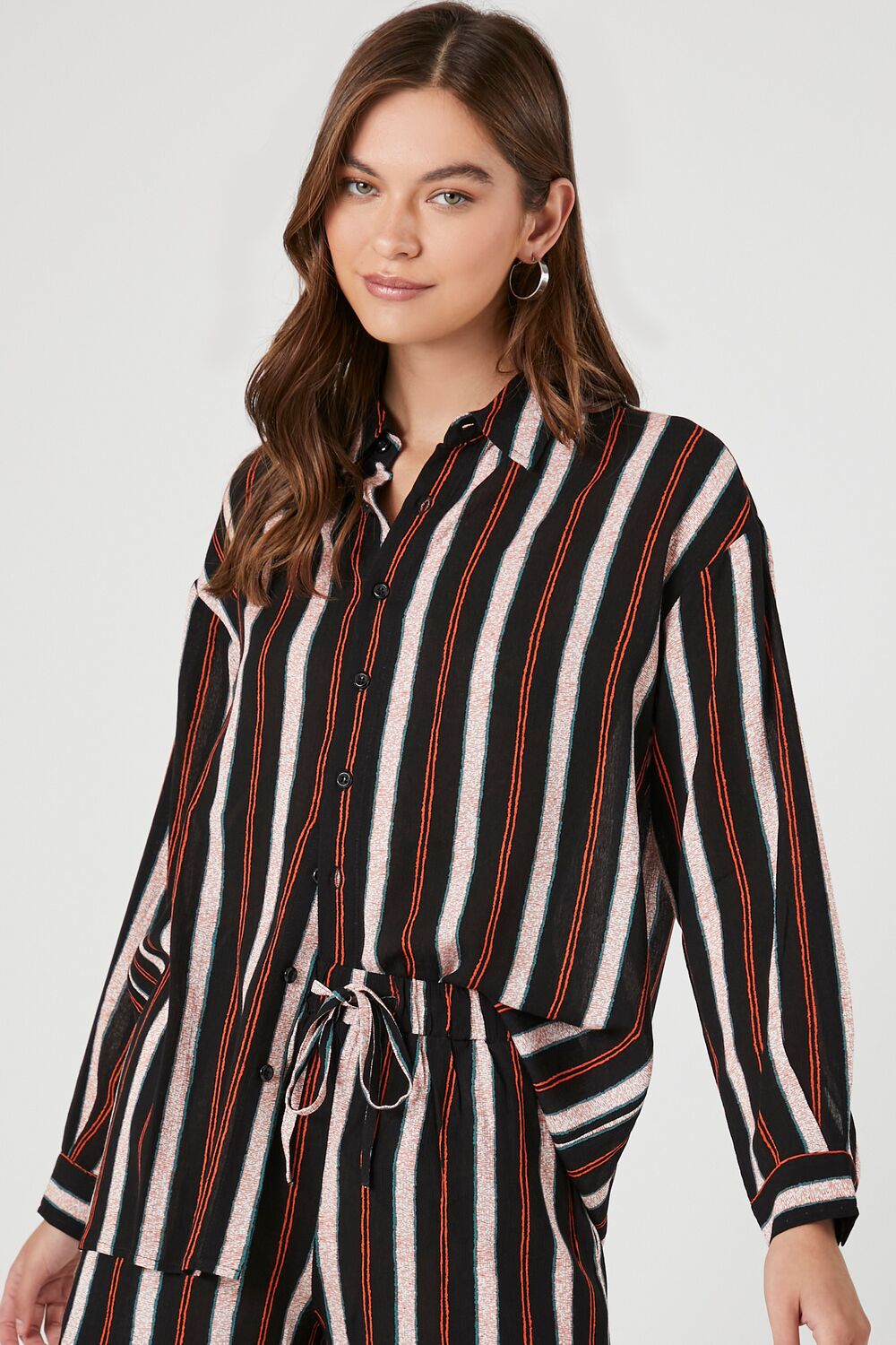 Striped Long-Sleeve Shirt & Shorts Set-Feelings Star