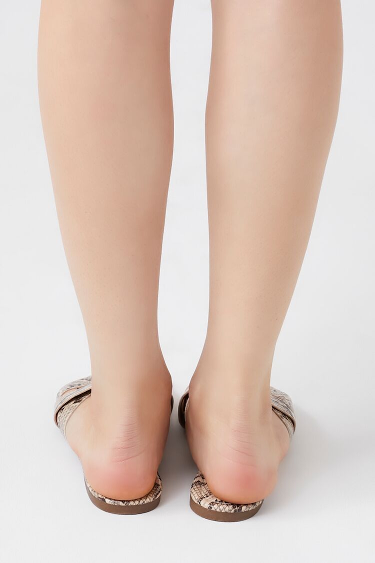 Strappy Faux Snakeskin Sandals-Feelings Star