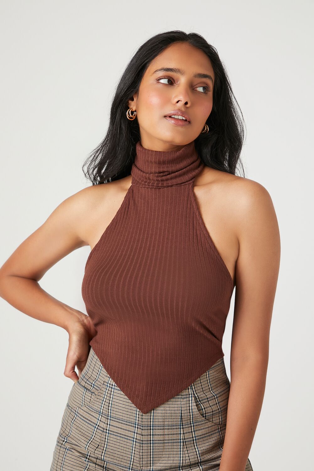 Turtleneck Halter V-Hem Top-Feelings Star