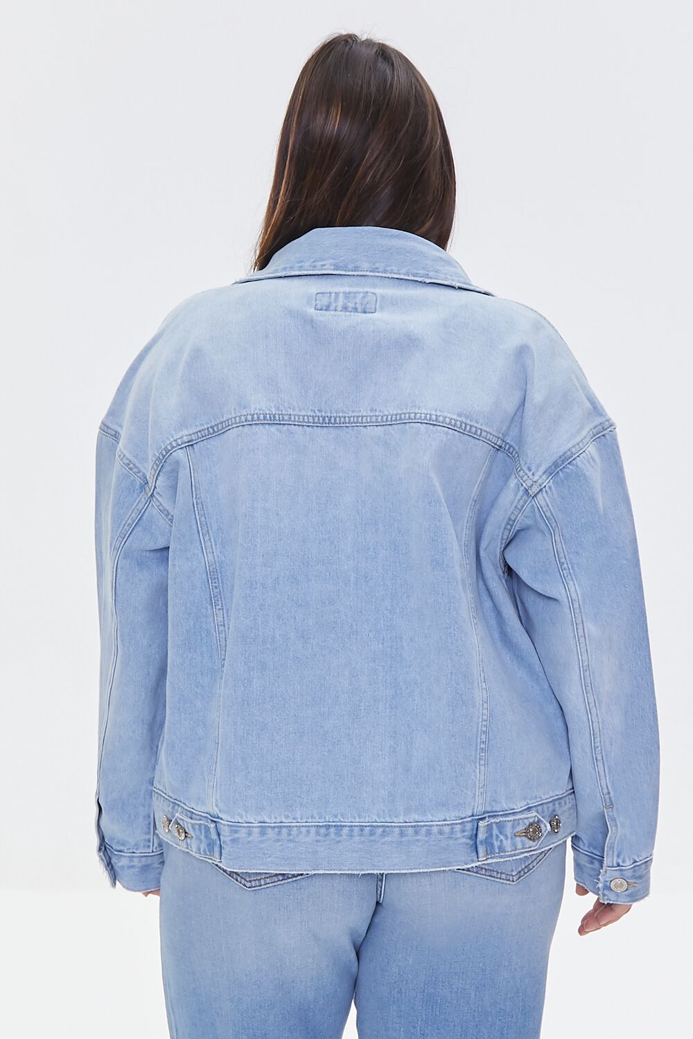 Plus Size Distressed Denim Jacket-Feelings Star