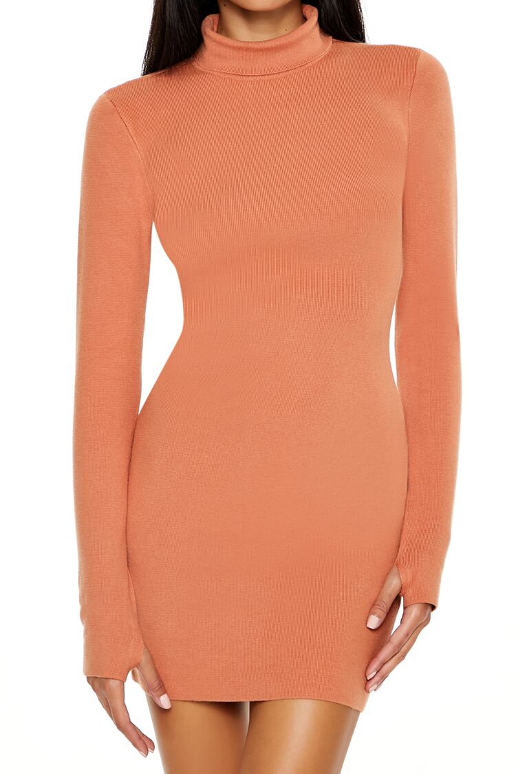 Turtleneck Mini Sweater Dress-Feelings Star