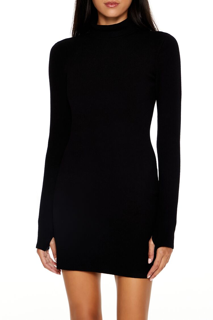 Turtleneck Mini Sweater Dress-Feelings Star