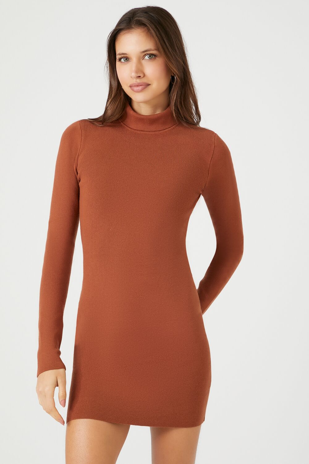 Turtleneck Mini Sweater Dress-Feelings Star