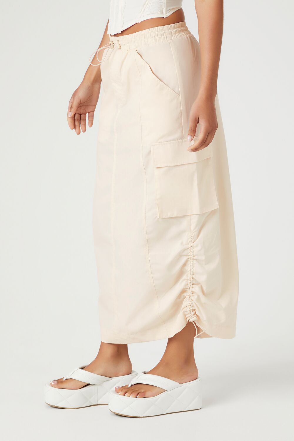 Toggle Drawstring Cargo Midi Skirt-Feelings Star