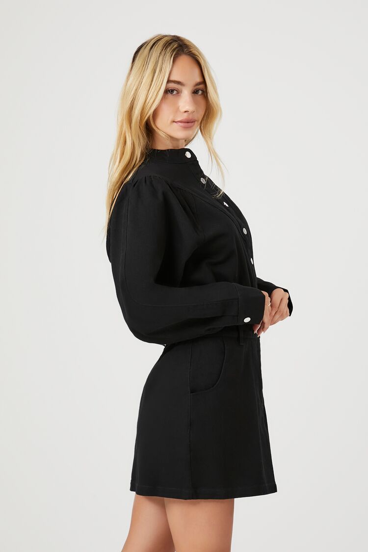 Twill Mock-Neck Mini Dress-Feelings Star