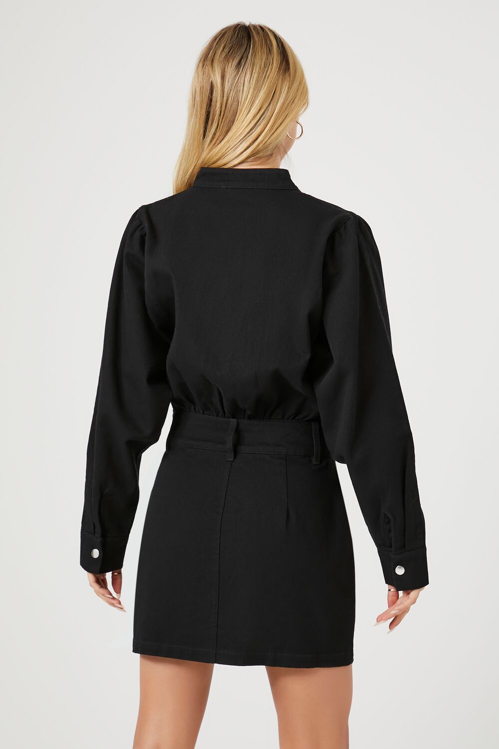 Twill Mock-Neck Mini Dress-Feelings Star