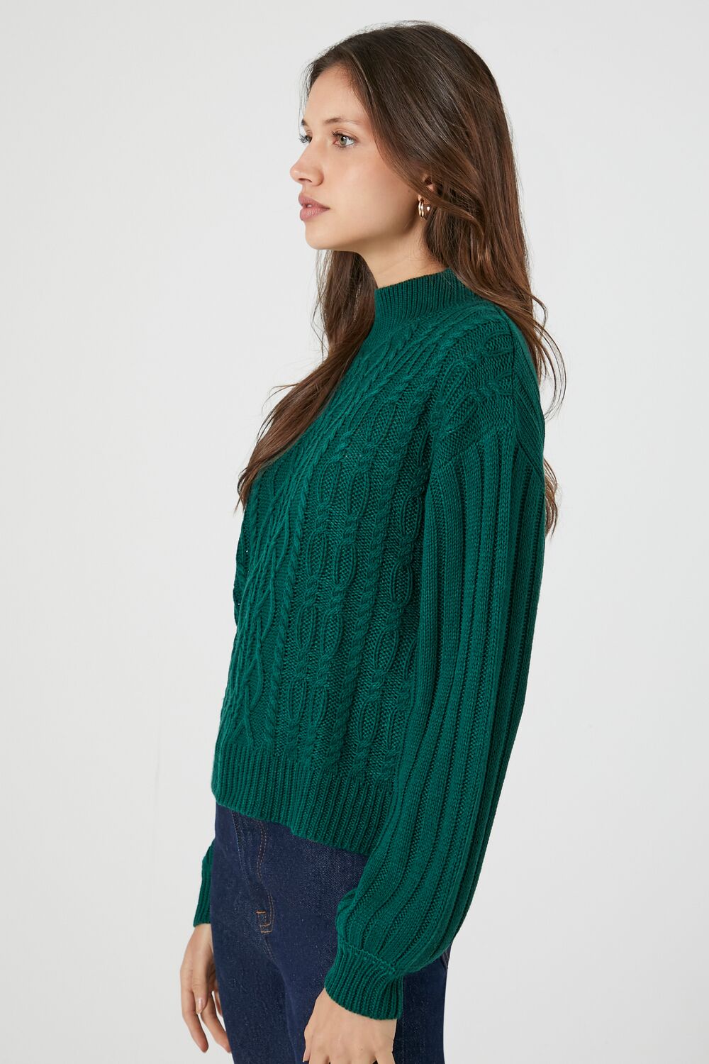 Cable Knit Mock Neck Sweater-Feelings Star