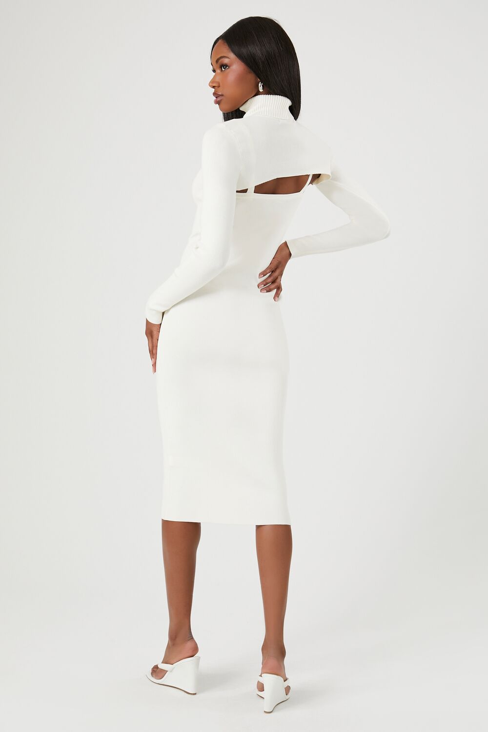 Turtleneck Combo Sweater Dress-Feelings Star