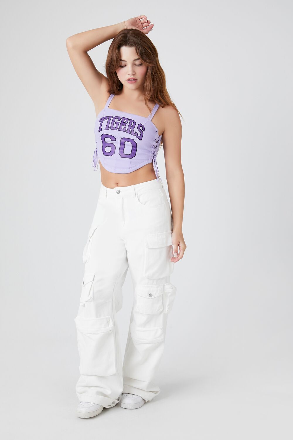 Tigers 60 Lace-Up Cropped Tank Top-Feelings Star