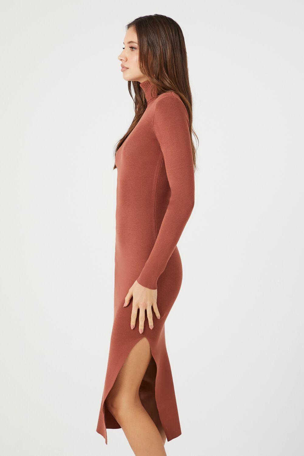 Turtleneck Midi Sweater Dress-Feelings Star