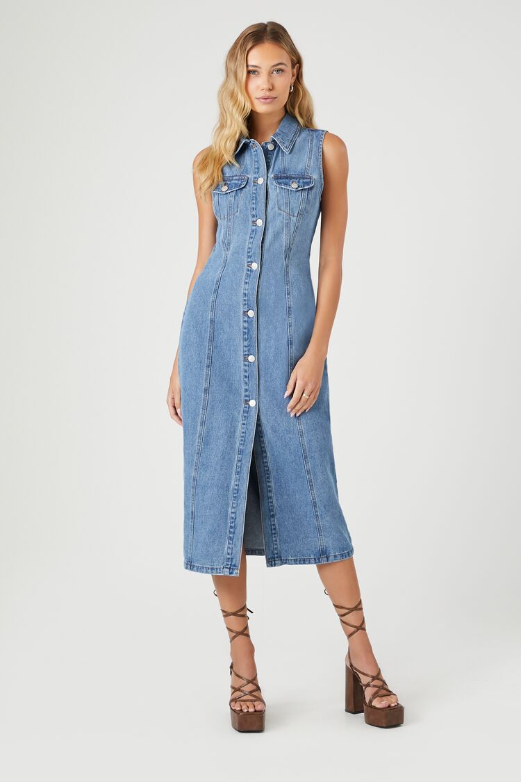 Denim Button-Up Midi Dress