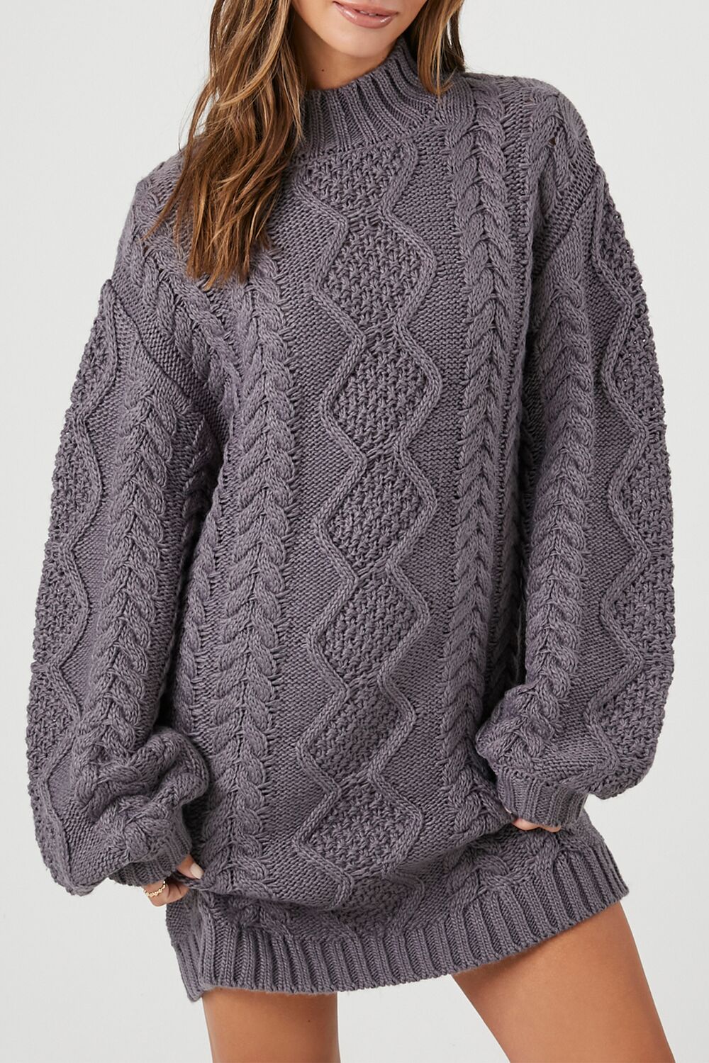 Cable Knit Sweater Mini Dress-Feelings Star