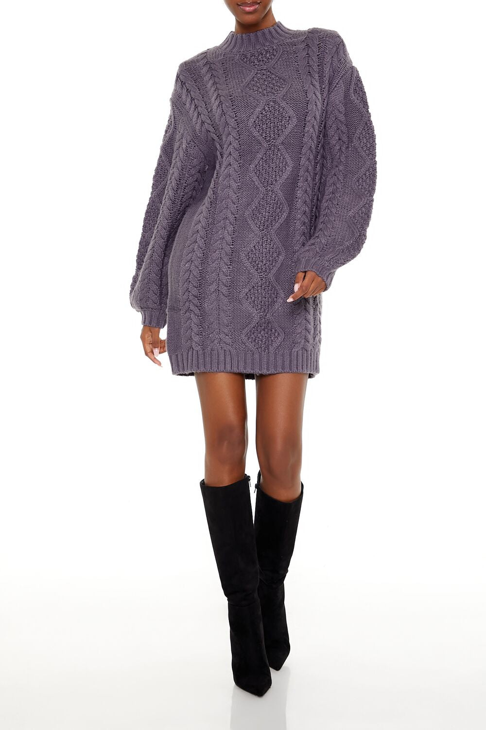 Cable Knit Sweater Mini Dress-Feelings Star