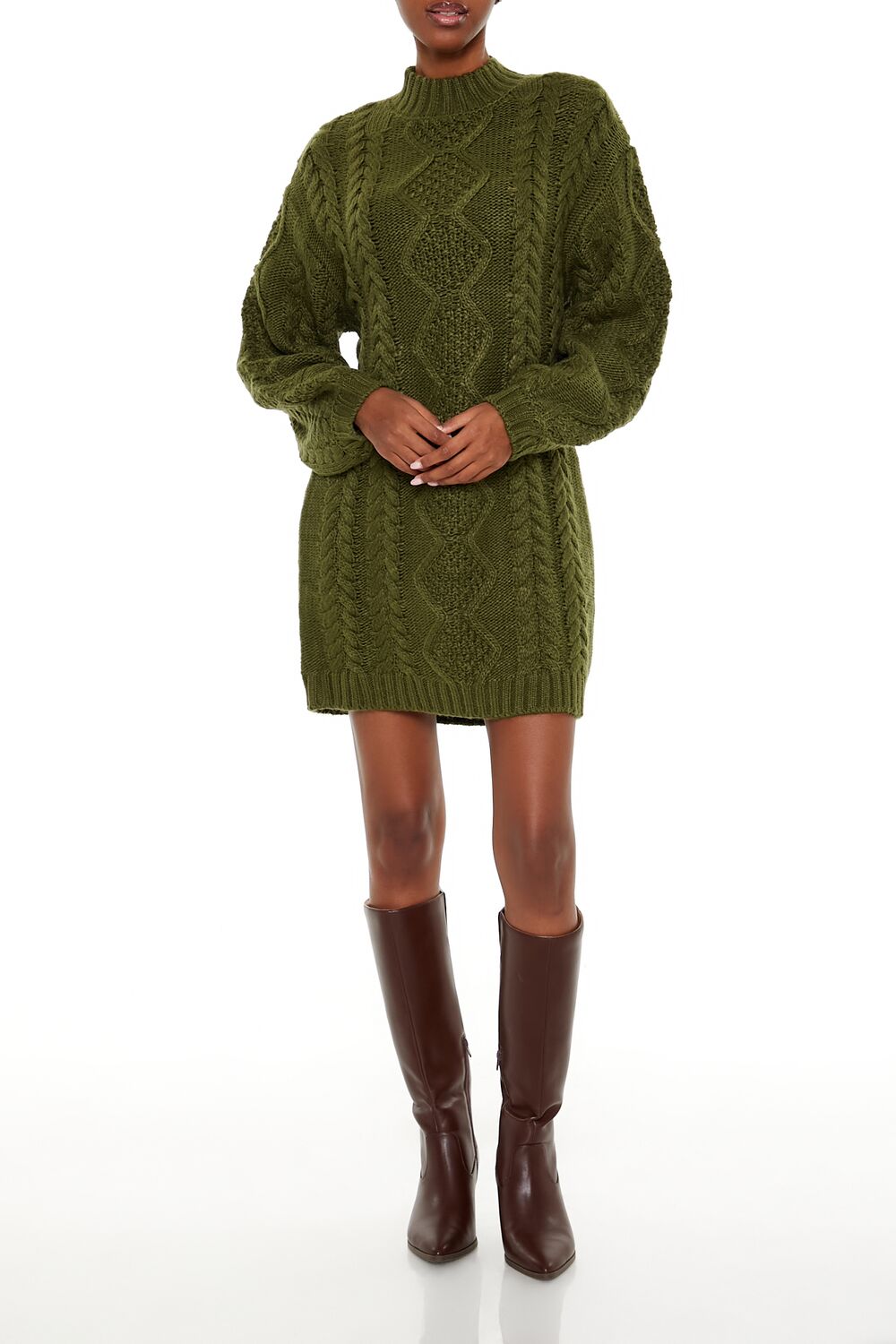 Cable Knit Sweater Mini Dress-Feelings Star