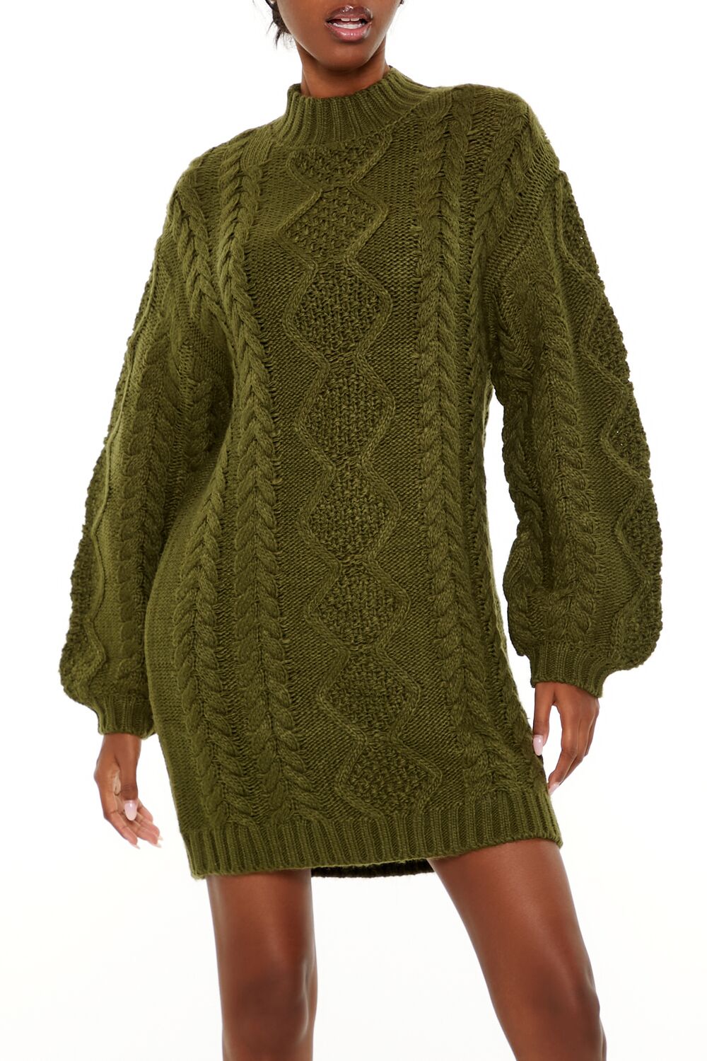 Cable Knit Sweater Mini Dress-Feelings Star