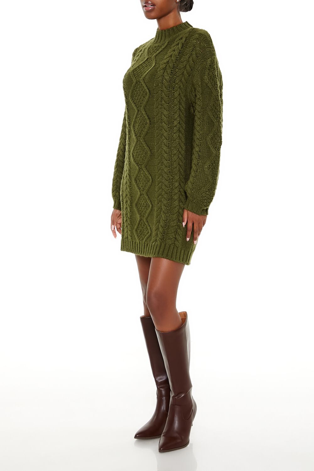 Cable Knit Sweater Mini Dress-Feelings Star