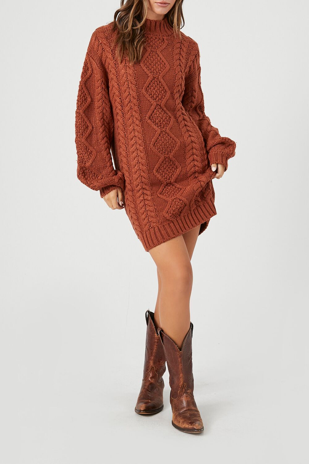 Cable Knit Sweater Mini Dress-Feelings Star