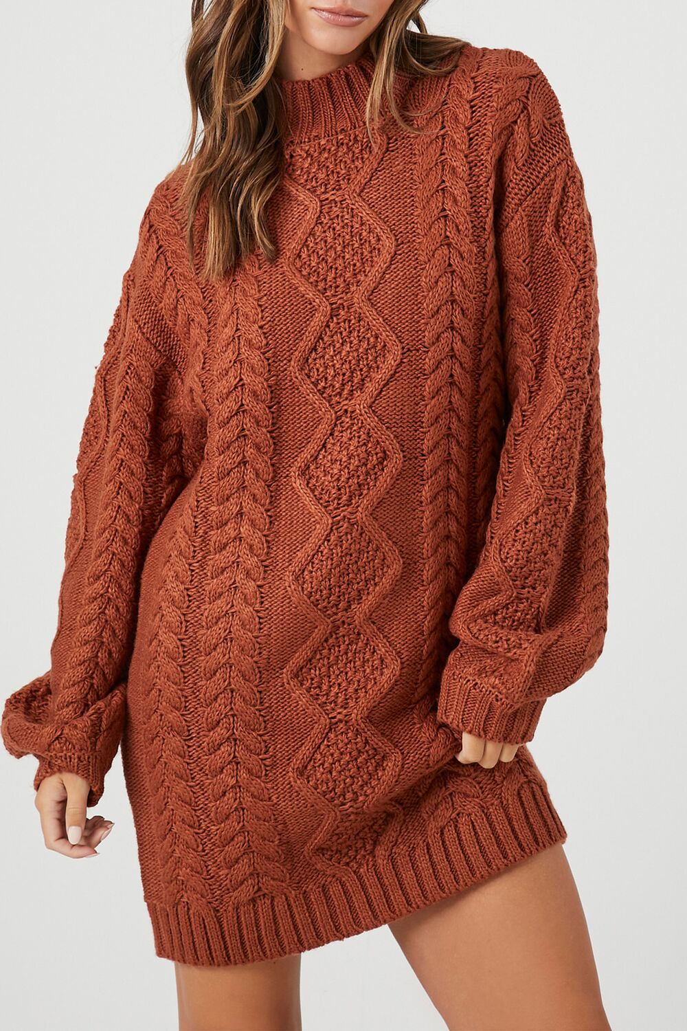 Cable Knit Sweater Mini Dress-Feelings Star