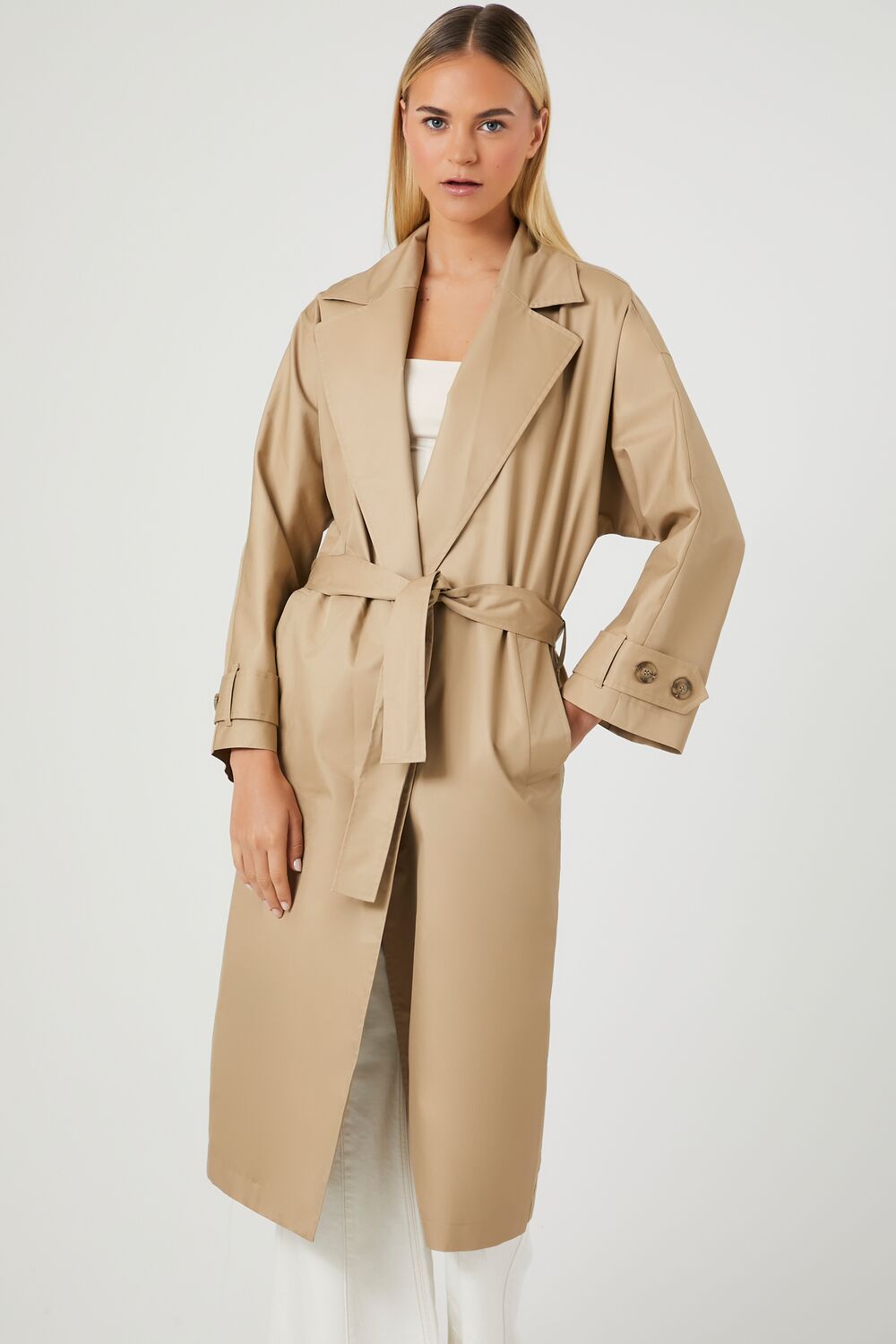 Twill Peak Lapel Trench Coat-Feelings Star