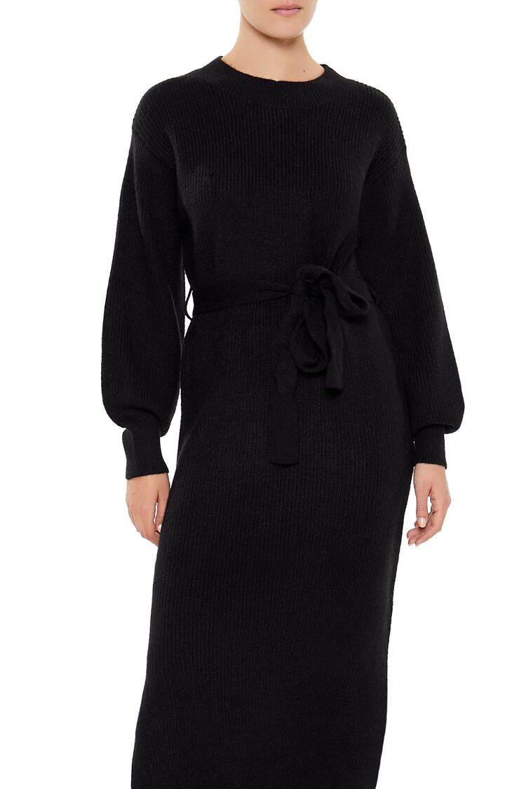 Tie-Front Midi Sweater Dress-Feelings Star