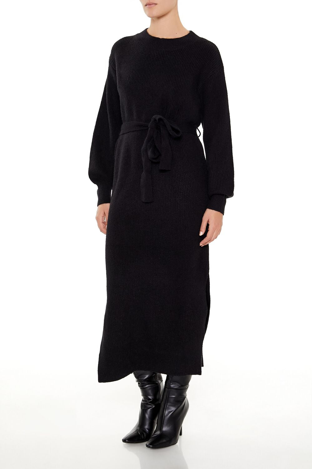 Tie-Front Midi Sweater Dress-Feelings Star