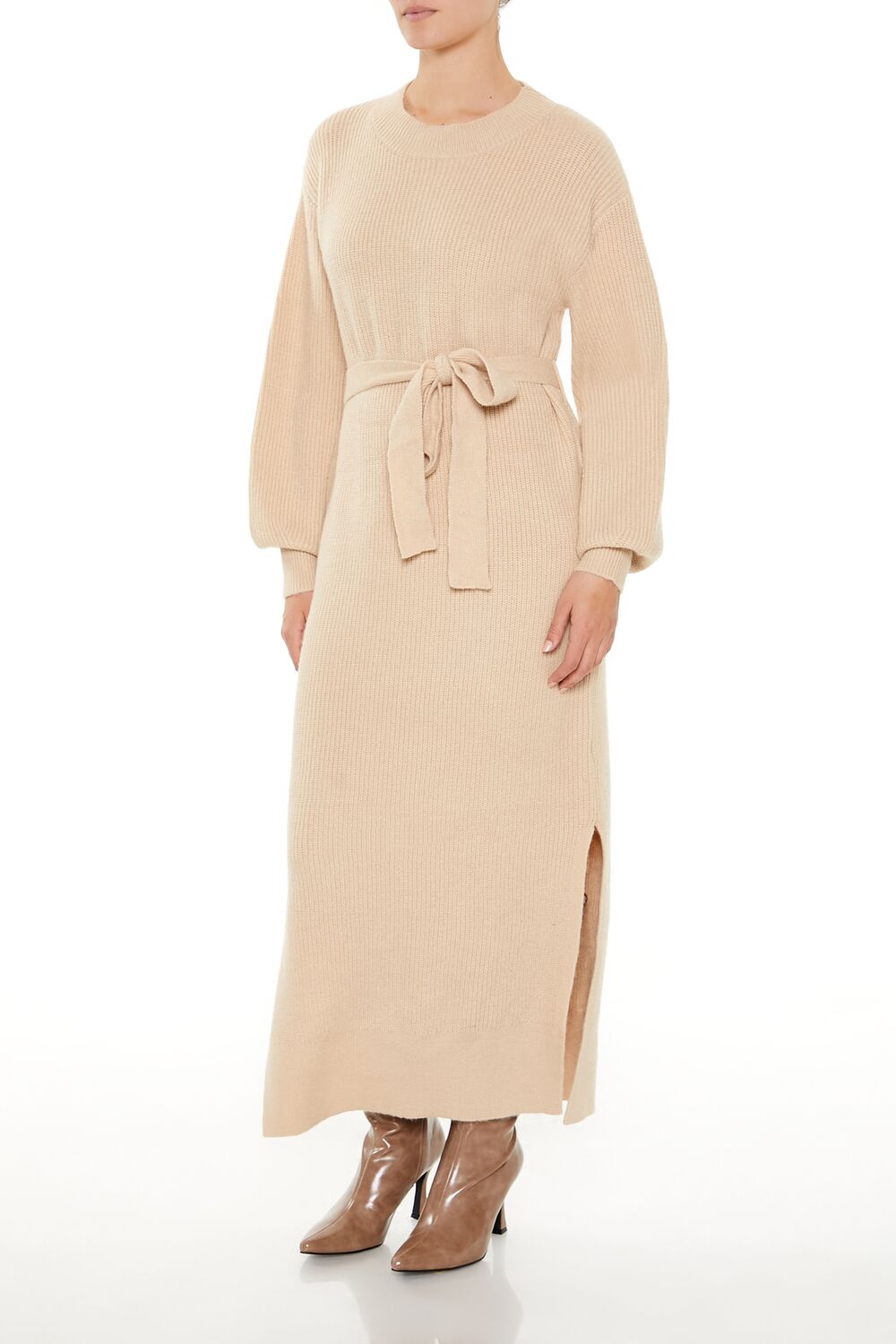 Tie-Front Midi Sweater Dress-Feelings Star