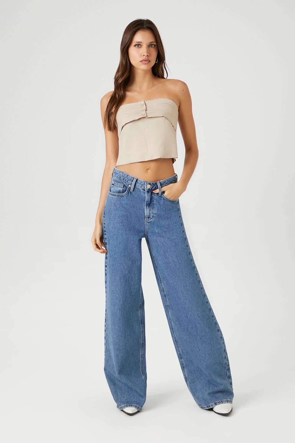Strapless Foldover Crop Top-Feelings Star