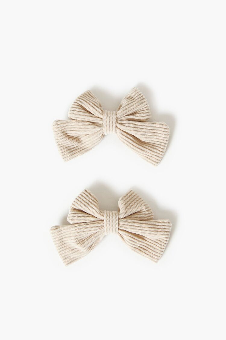 Striped Bow Gator Hair Clip Set-Feelings Star