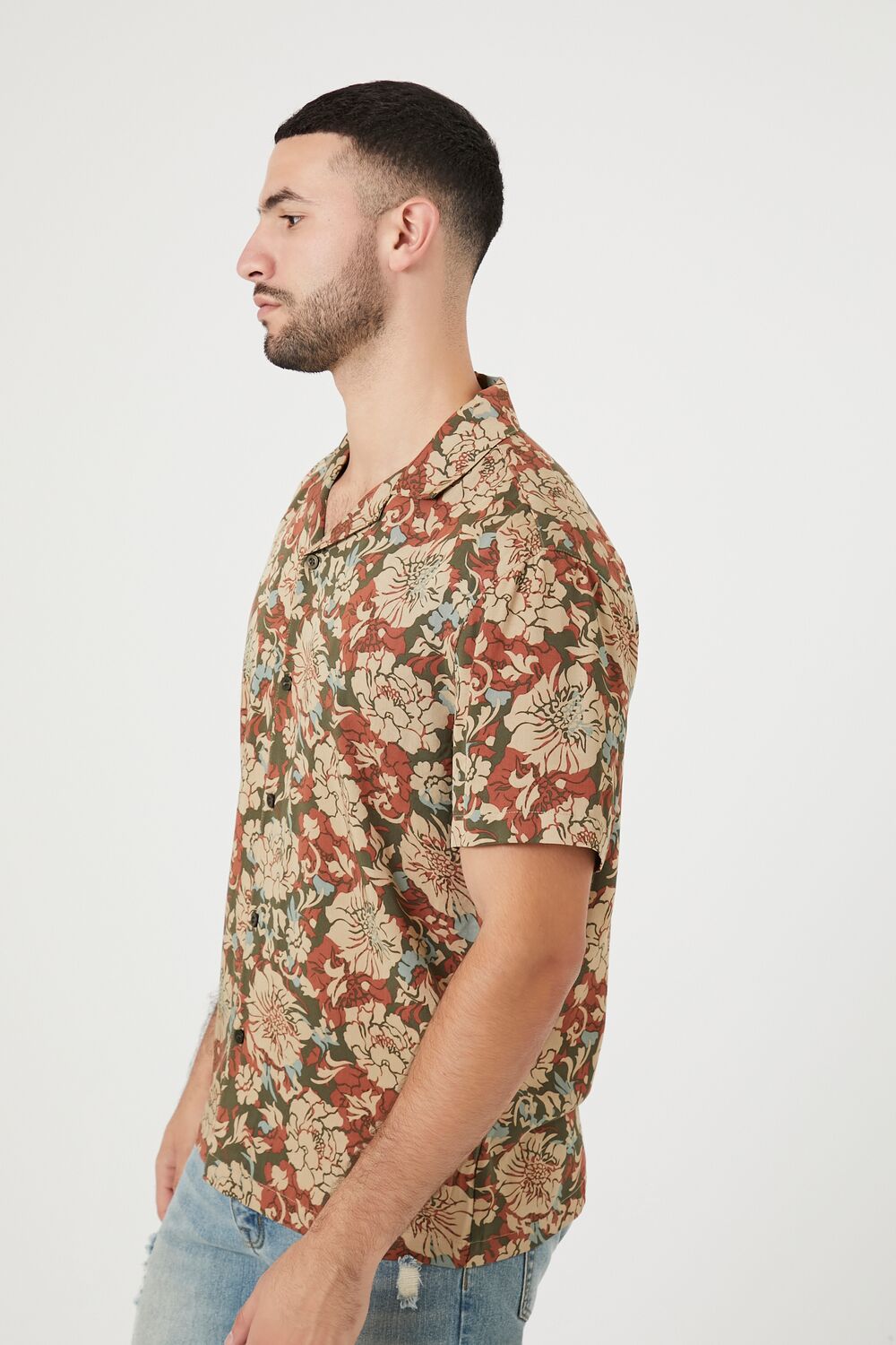 Twill Floral Print Shirt-Feelings Star