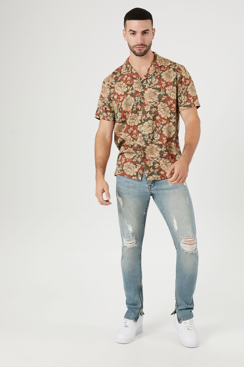 Twill Floral Print Shirt-Feelings Star