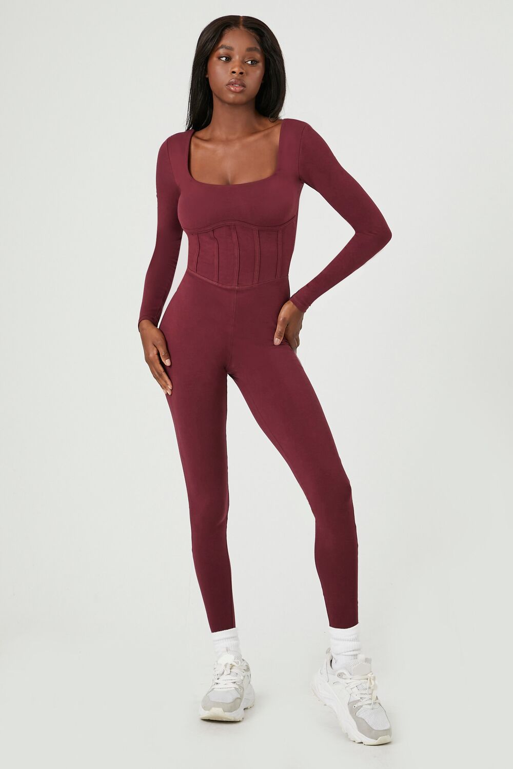 Active Long-Sleeve Corset Jumpsuit-Feelings Star