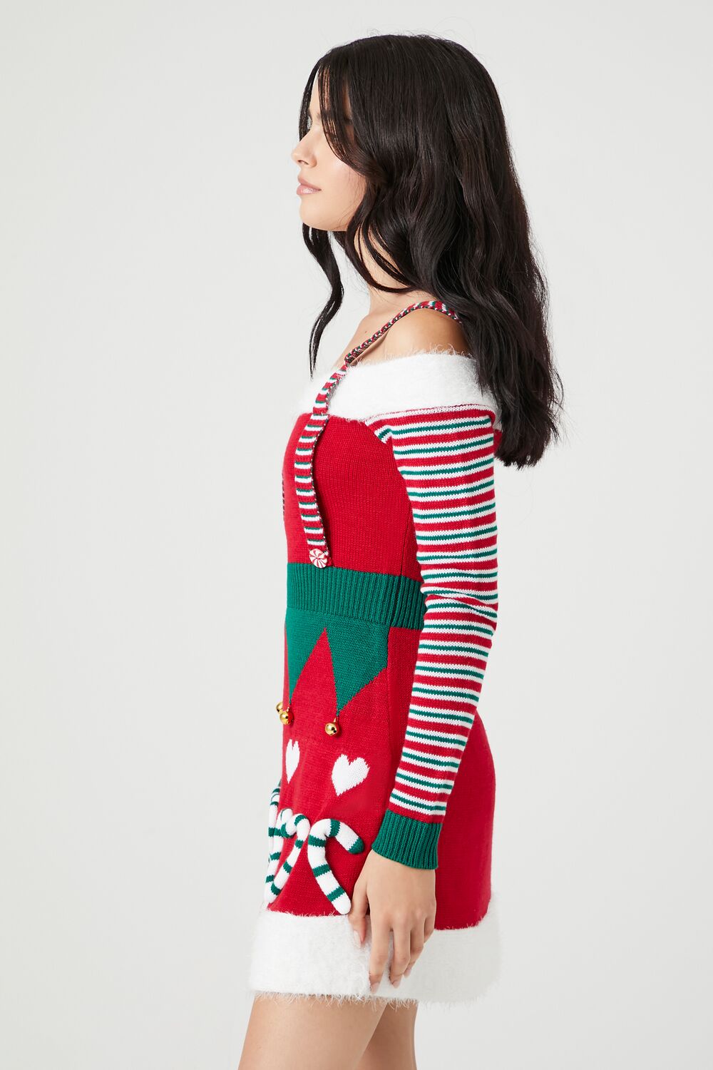 Candy Cane Heart Elf Mini Dress-Feelings Star
