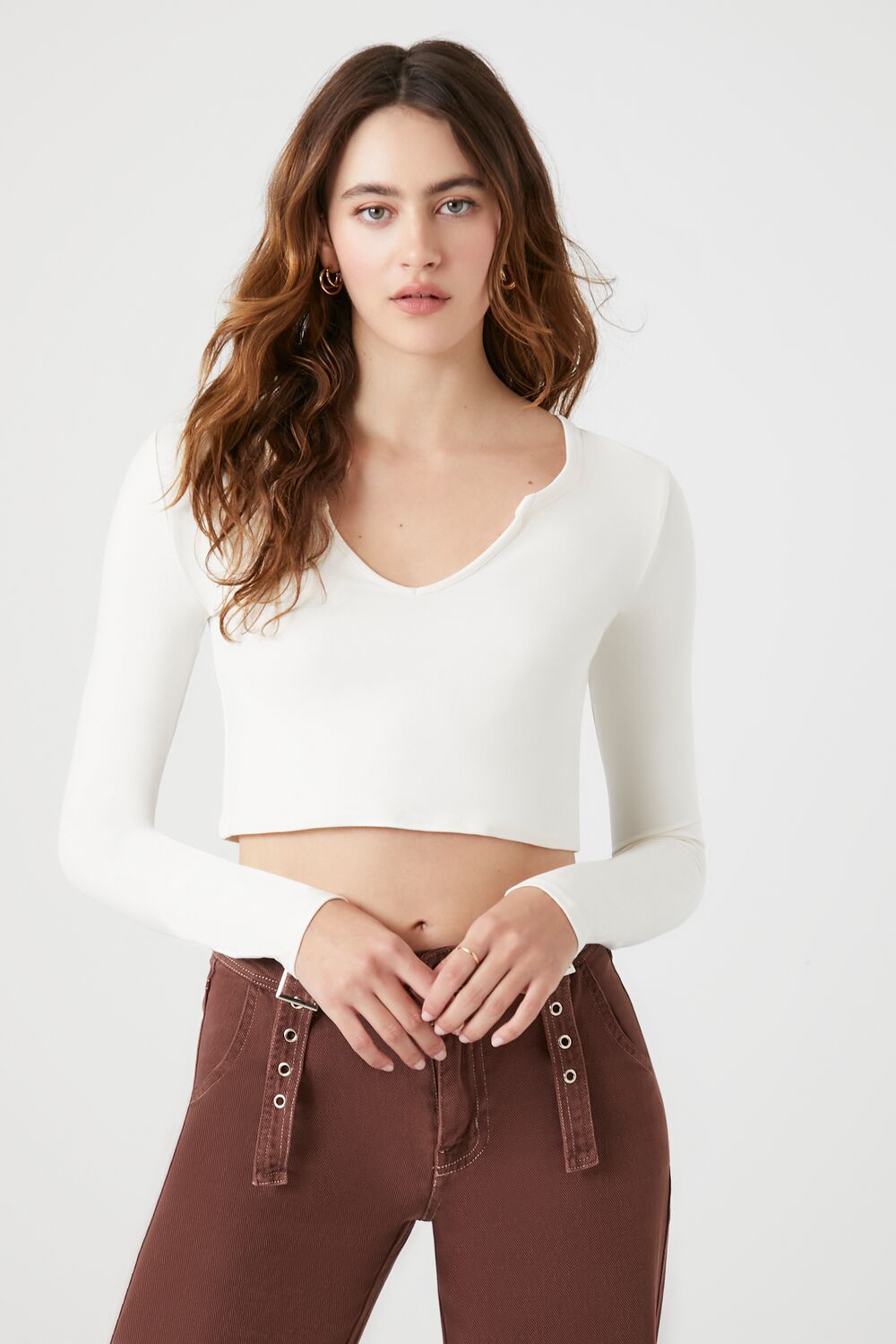 Split-Neck Crop Top-Feelings Star