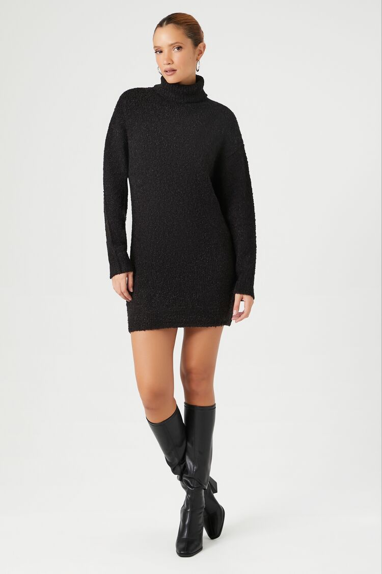 Turtleneck Mini Sweater Dress-Feelings Star