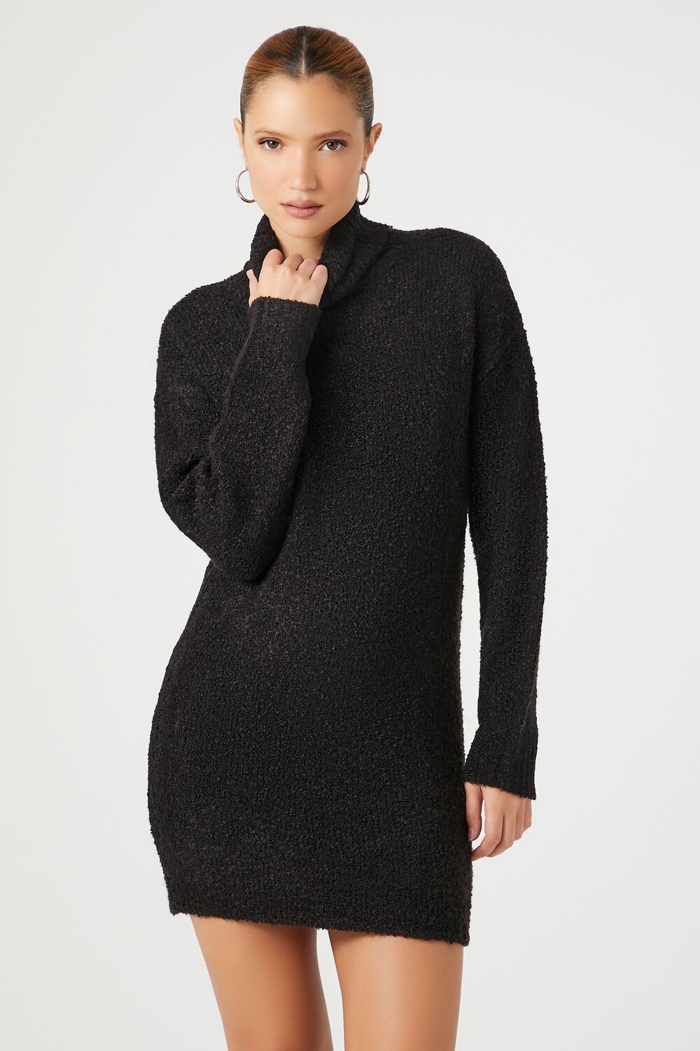 Turtleneck Mini Sweater Dress-Feelings Star