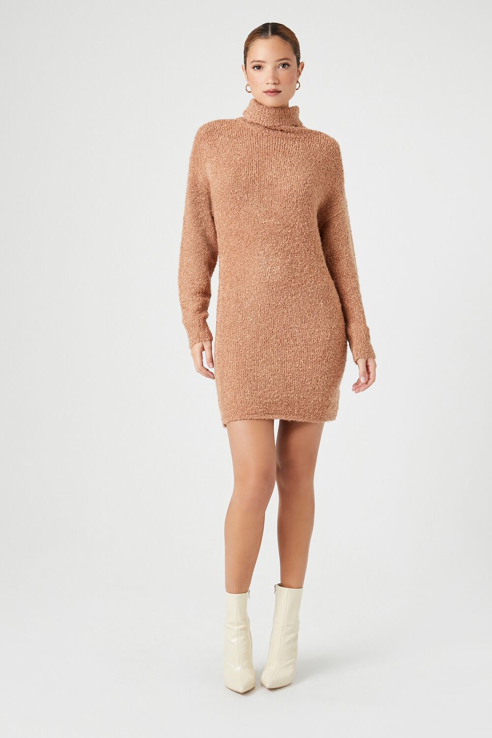 Turtleneck Mini Sweater Dress-Feelings Star