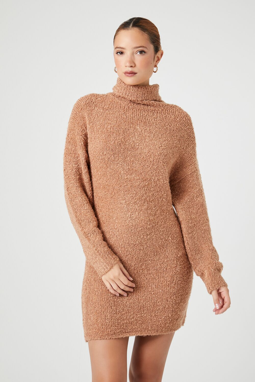 Turtleneck Mini Sweater Dress-Feelings Star