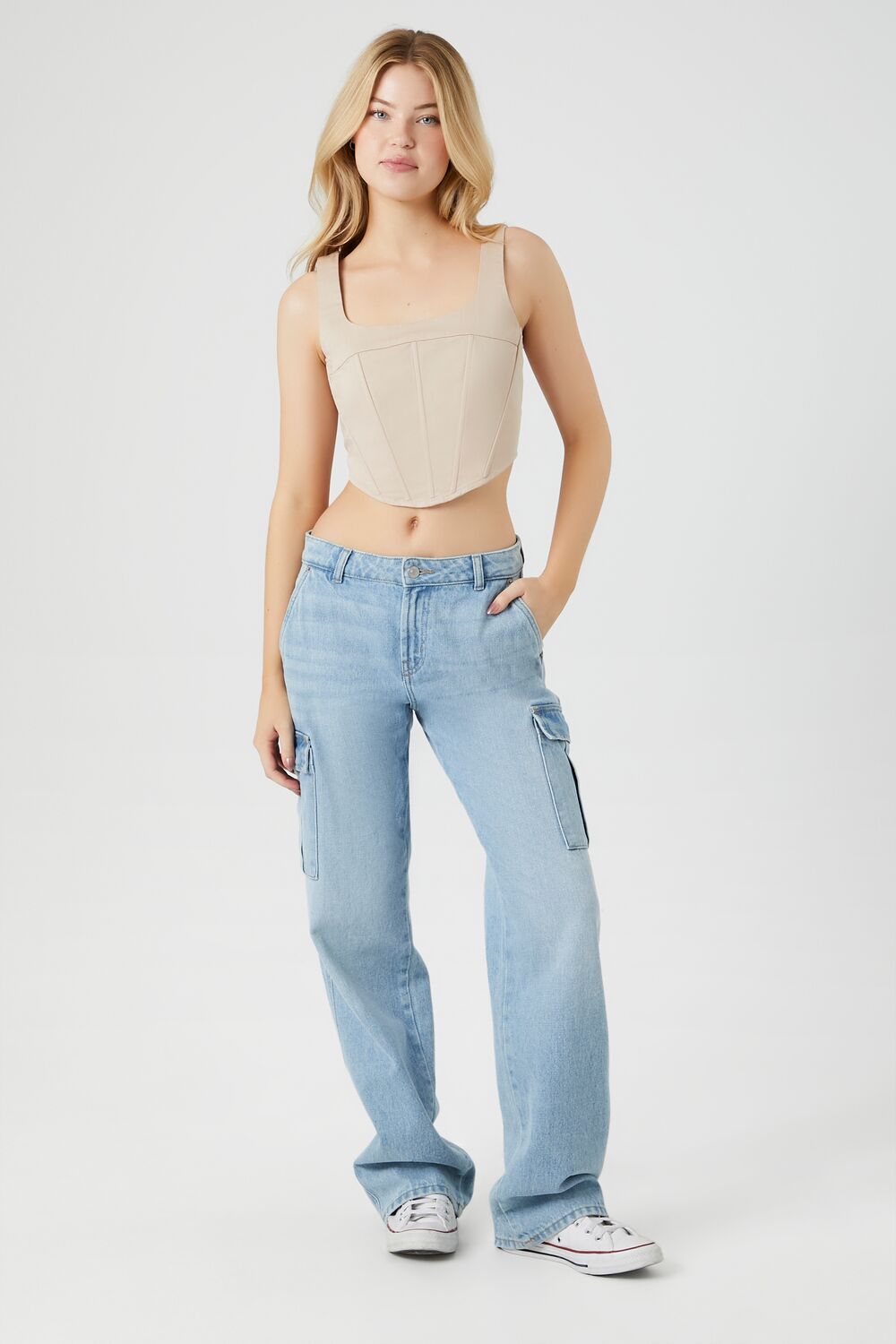 Twill Corset Crop Top-Feelings Star
