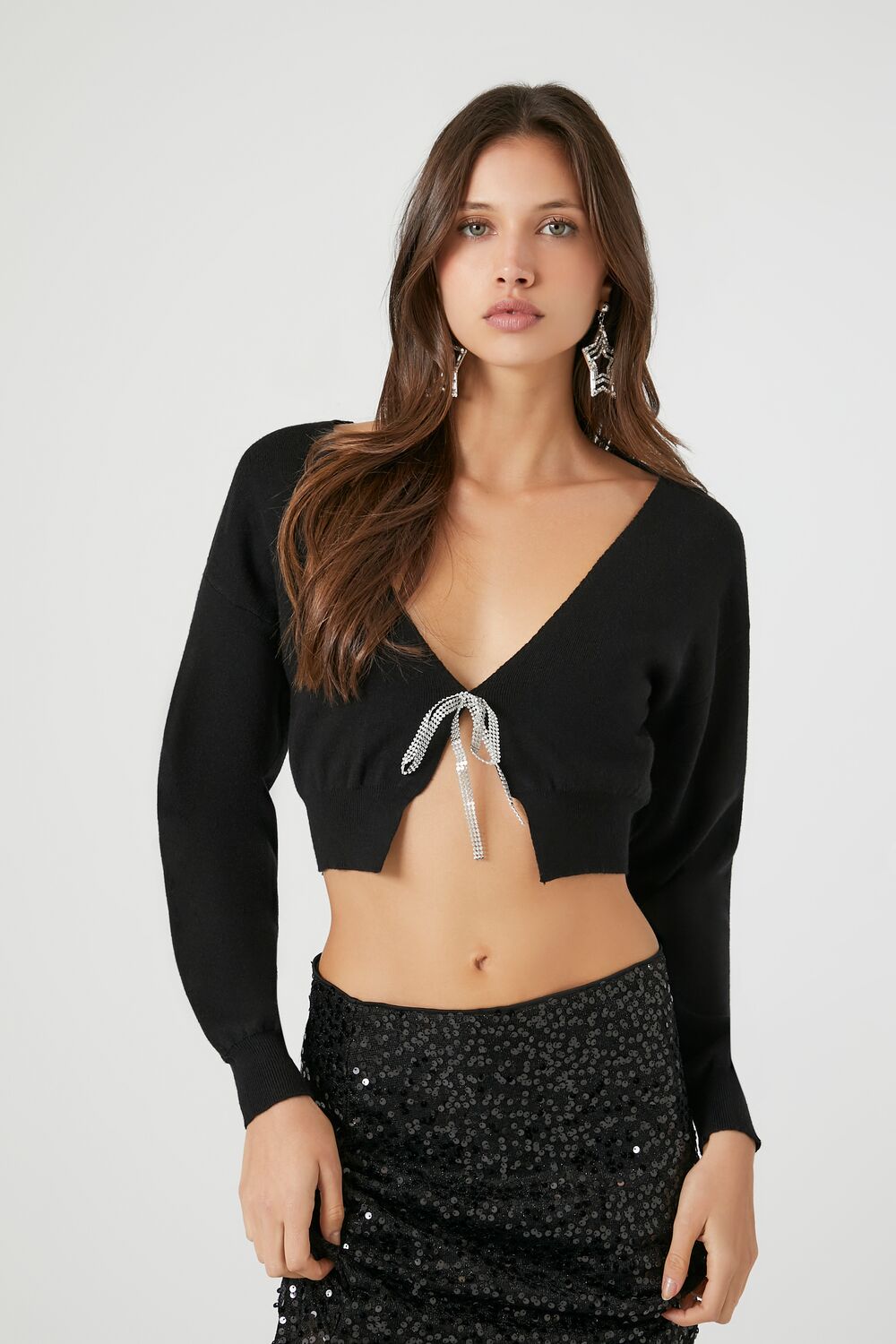Tie-Front Cardigan Sweater-Feelings Star