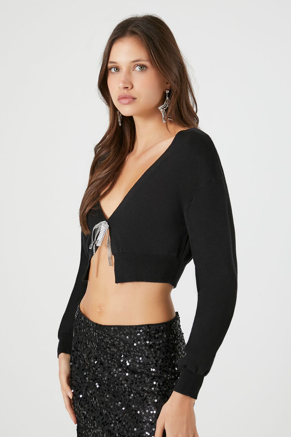 Tie-Front Cardigan Sweater-Feelings Star