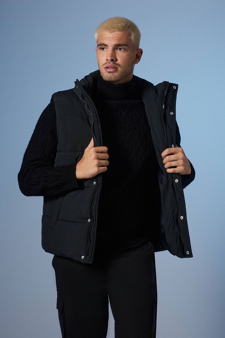 Unisex Funnel Neck Puffer Vest-Feelings Star