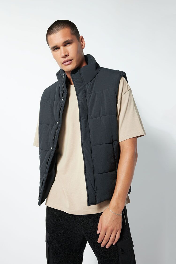 Unisex Funnel Neck Puffer Vest-Feelings Star