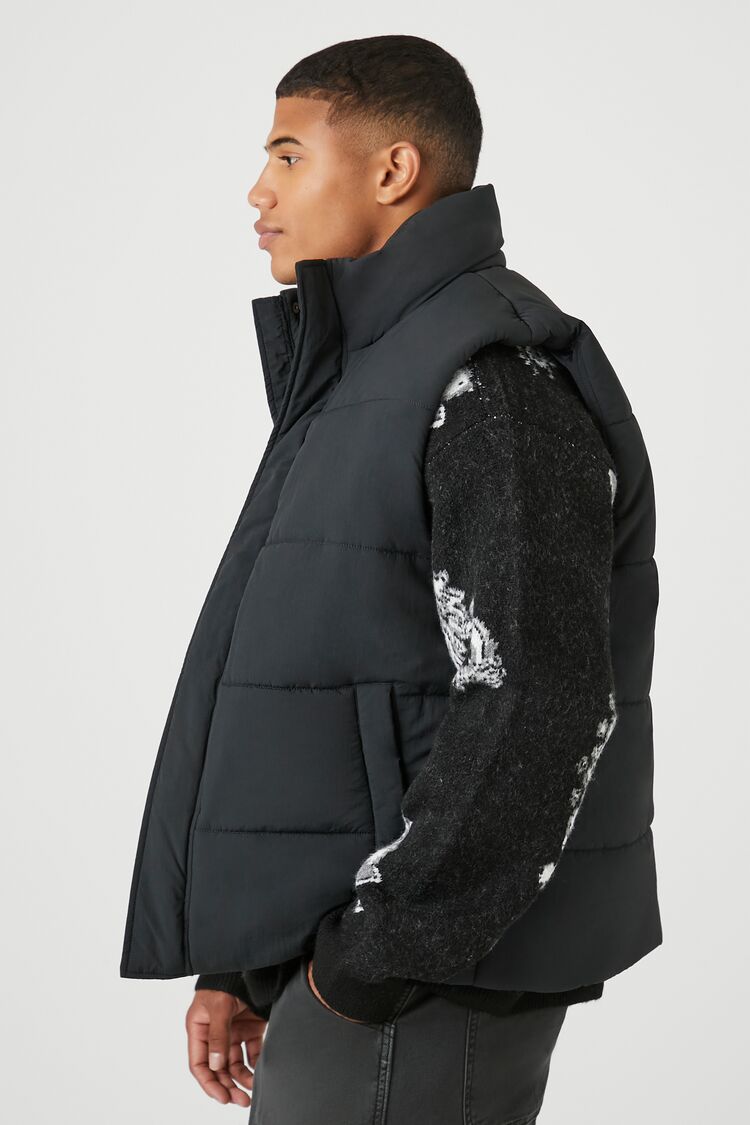 Unisex Funnel Neck Puffer Vest-Feelings Star